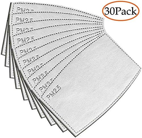 30 Pcs PM2.5 Activated Carbon Filter for Breathing Insert Protective mask Anti Pollution Washable Cotton for adult Outdoor Activities (30Pcs Filter)