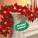 JH Smith Co Cordless Lighted Poinsettia Garland,Red