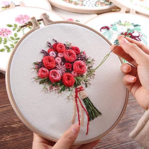 Pannow Full Range Embroidery Starter Kit with Pattern, Embroidery Sampler Kit Modern Hand Embroidery for Beginners