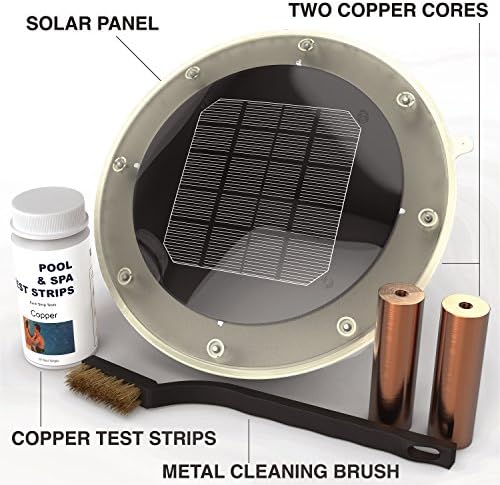 Solar Pool Ionizer Kills Algae Using 80% Less Chlorine &amp; Keeps Water Sparkling Clear Without Algaecides | Treats Swimming Pools 500 to 35,000 Gallons | Save up to $650 per year in Chemicals