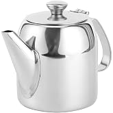 Smowfes Stainless Steel Teapot 0.5L(20oz), Short Outlet Water Serving Pot | Premium stainless steel teapot, ideal for dining room, meeting room &amp; living room beverage service