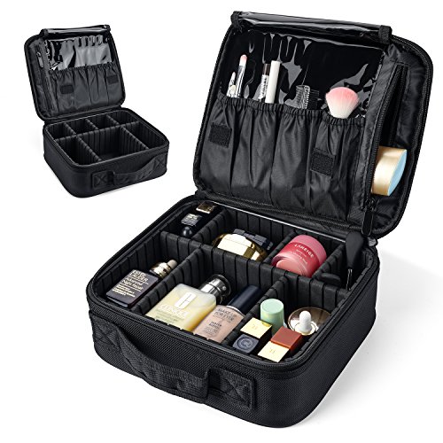 TWING Travel Makeup Case,Samtour- Professional Cosmetic Makeup Bag Organizer,Accessories Case, Tools case (Black)
