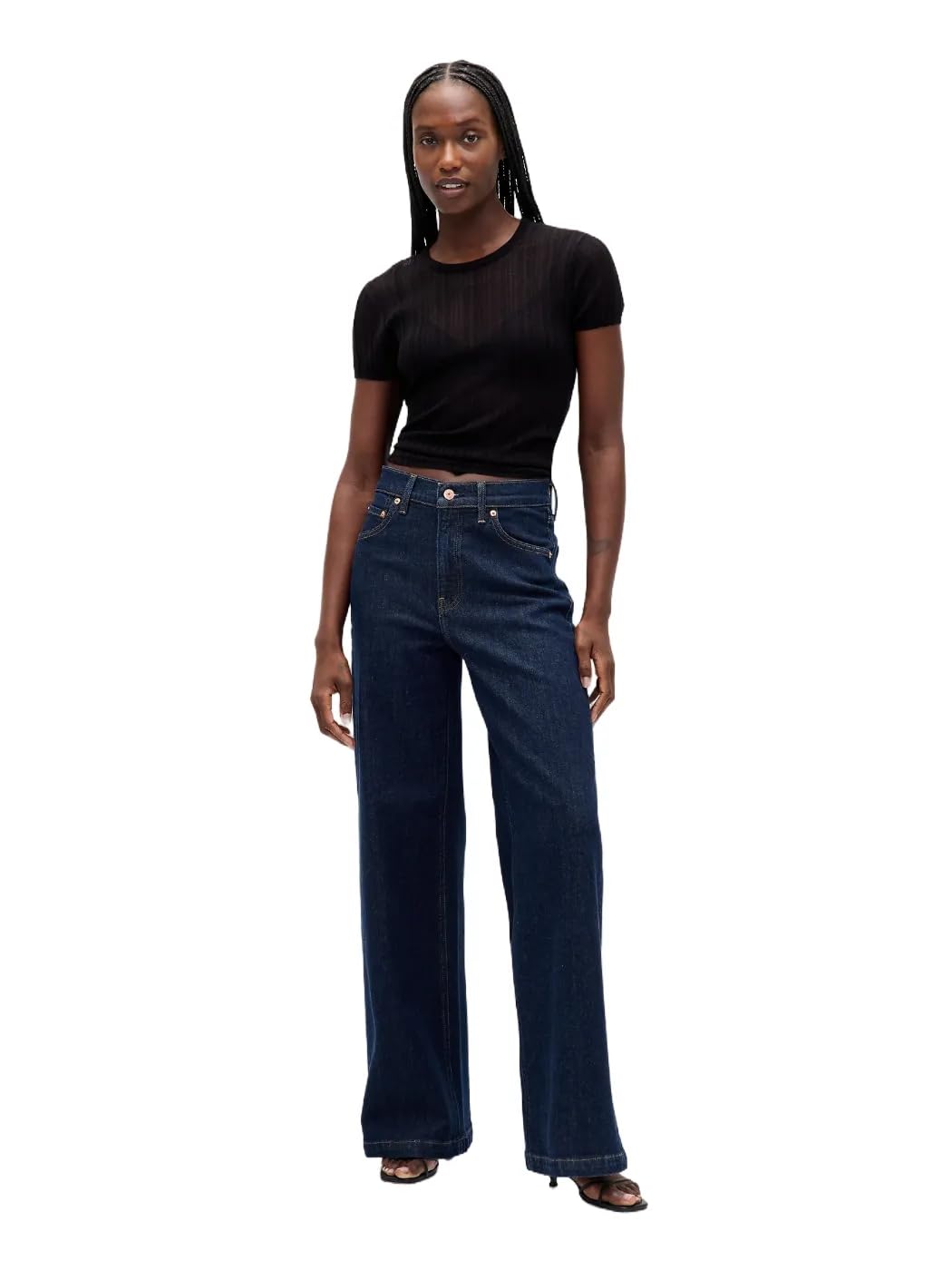 GAP Womens High Rise Stride Denim Dark Indigo 27 Short