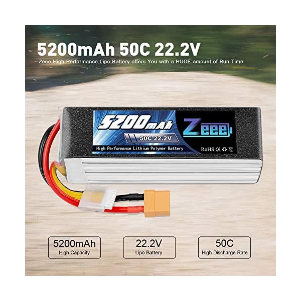Zeee 6S Lipo Akku 22,2V 50C 5200mAh RC Batterie mit XT90 Stecker für RC Car RC Truck RC Auto Boot Helicopter LKW Truggy… – Bild 4