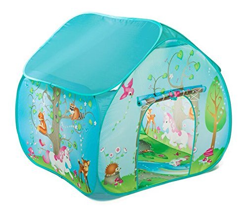 Childrens Pop Up Play Tent Designed like an Enchanted Forest with a Unique Printed Play Floor : Girls Unicorn Toy Play Tent/Playhouse/Den