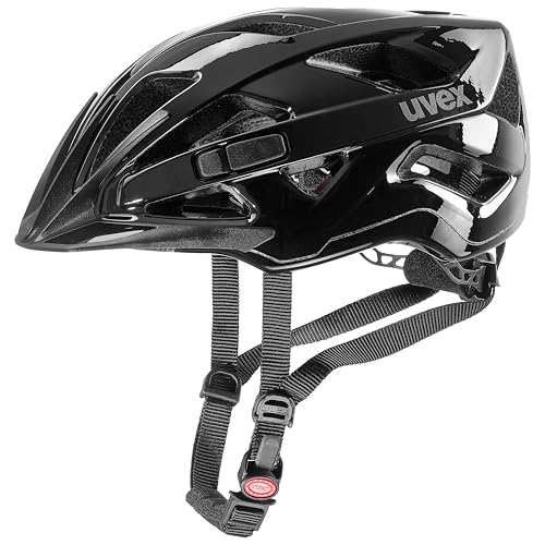 uvex Active - Secure All-Round Bike Helmet for Men & Women - Individual Fit - Upgradeable with an LED Light - Black Shiny - 52-57 cm