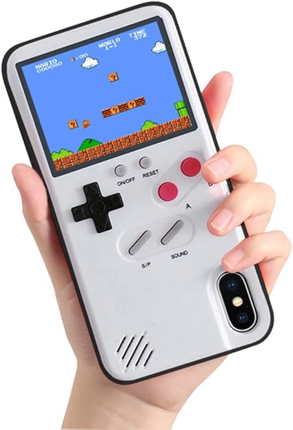 Amazon Tuerdan Iphoneケース ゲームコンソールケース 手持ちレトロ ゲームボーイ シリコンカバー Hdカラースクリーン 充電式ケース 男の子 女の子 Iphone X Xs ホワイト Tet Game Case X Xs White ケース カバー 通販