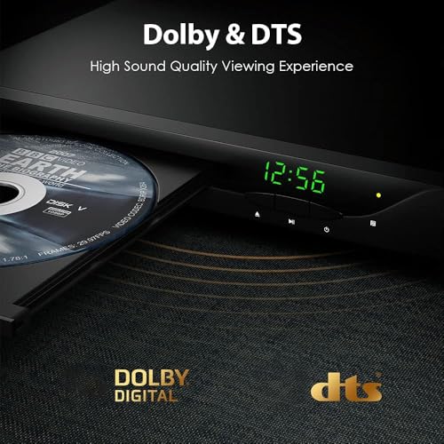 Blu Ray DVD Player, 1080P Home Theater Disc System, Play All DVDs and Region A 1 Blu-Rays, Support Max 128G USB Flash Drive + HDMI/AV/Coaxial Output + Built-in PAL/NTSC with HDMI/AV Cable