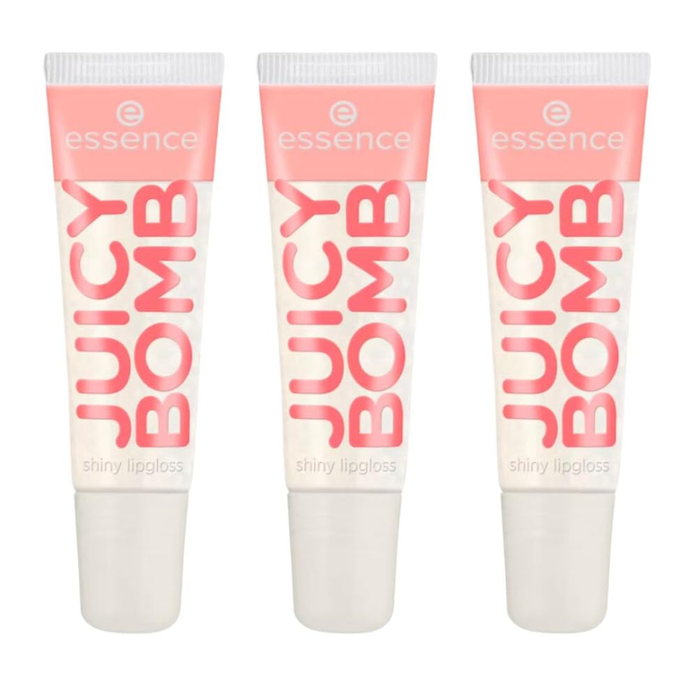 essence Juicy Bomb Shiny Lip Gloss No. 101, Transparent, Shiny, Radiant Fresh, Shimmering, Vegan, Alcohol-Free, Paraben-Free, No Microplastic Particles, Pack of 3 (3 x 10 ml)