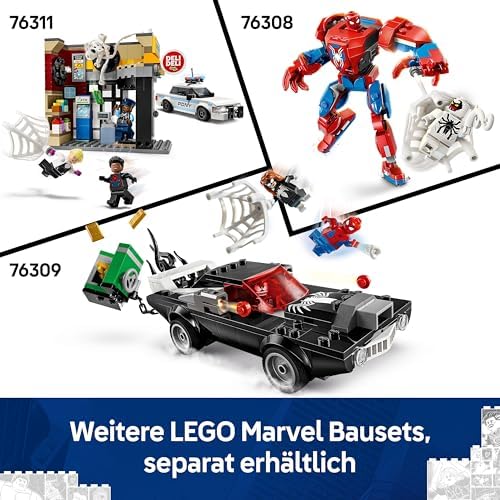 | Marvel Spider-Man Mech vs. Anti-Venom - Super Hero Figure Building Toy with 2 Minifigures for Imaginative Role Play - Gift for 6 Plus Year Old Boys and Girls 76308