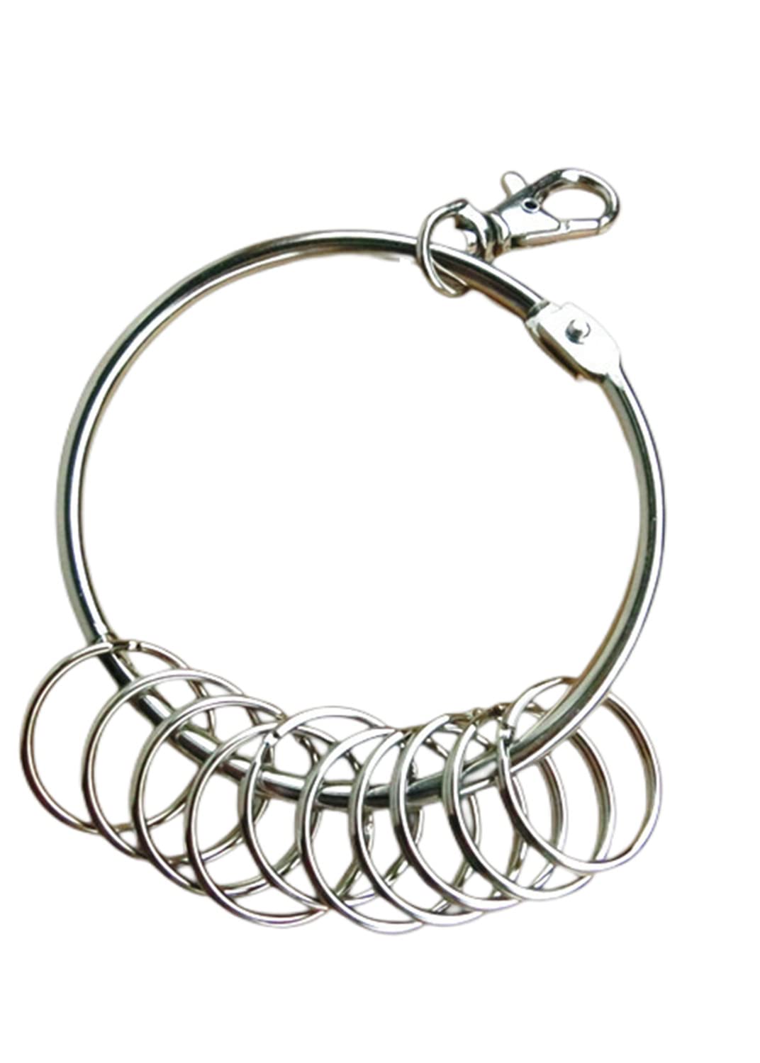 EPRHAY Large Ring Key Ring Split Ring 85mm With 10 Split Rings Key Ring Split Ring Key Holder Butler Key Useful Items Suitable For Many Occasions, Silver
