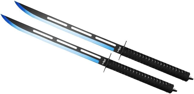 Tactical Master 2 PCS Machetes Set. Ninja Machetes, Tactical Machetes, Fixed Blade Machetes. For Outdoor Camping Use, Cosplay, Collection and Gifts Purpose (Blue)