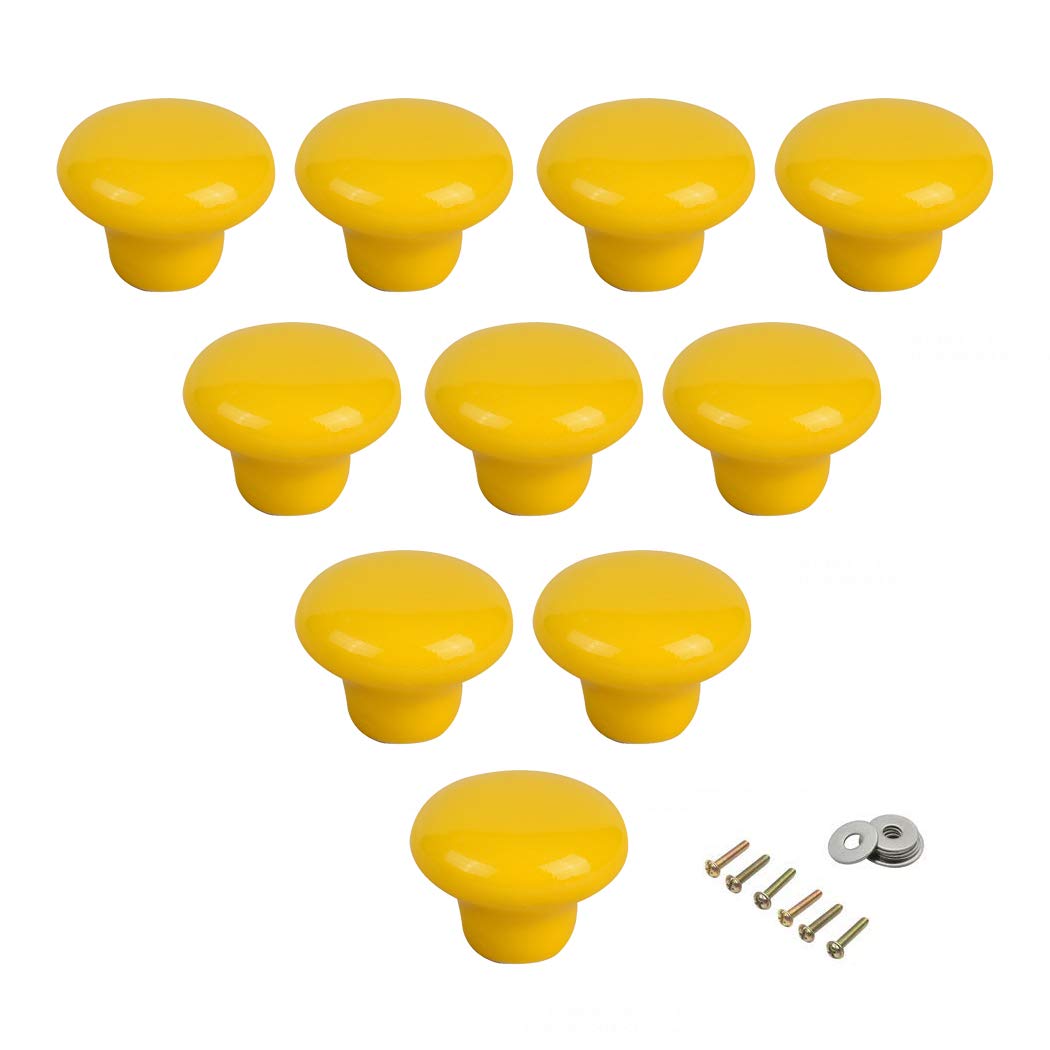 SeeRaphee Ceramic Round Cabinet Handles Drawer Pulls Round Door Knobs for Kid's Room Bedroom Door Cabinet Cupboard Wardrobe Pulls-10 Pack
