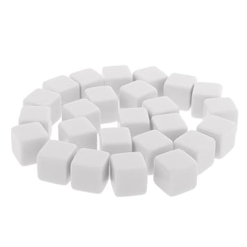 MagiDeal 25 Stück D6 sechsseitig Kunststoff Dice Blankowürfel Würfel Blanko Zubehör für Partyspiele, Tischspiele - 16 mm - We
