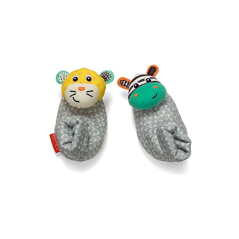 Infantino Foot Rattles, Zebra & Cheetah, Soft Baby Sock Rattles – Encourages Hand-Eye Coordination, Discovery Toy…