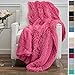 The Connecticut Home Company Throw Blanket, Soft Plush Reversible Shag and Sherpa, Warm Thick Throws for Bed, Comfy Washable Bedding Accent Blankets for Sofa Couch Chair, 65x50, Hot Pink