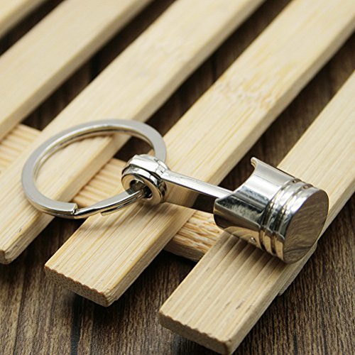 Waterwood Creative Auto Part Model Connecting Rod Pistons KeyChain Key Chain Ring-Silver