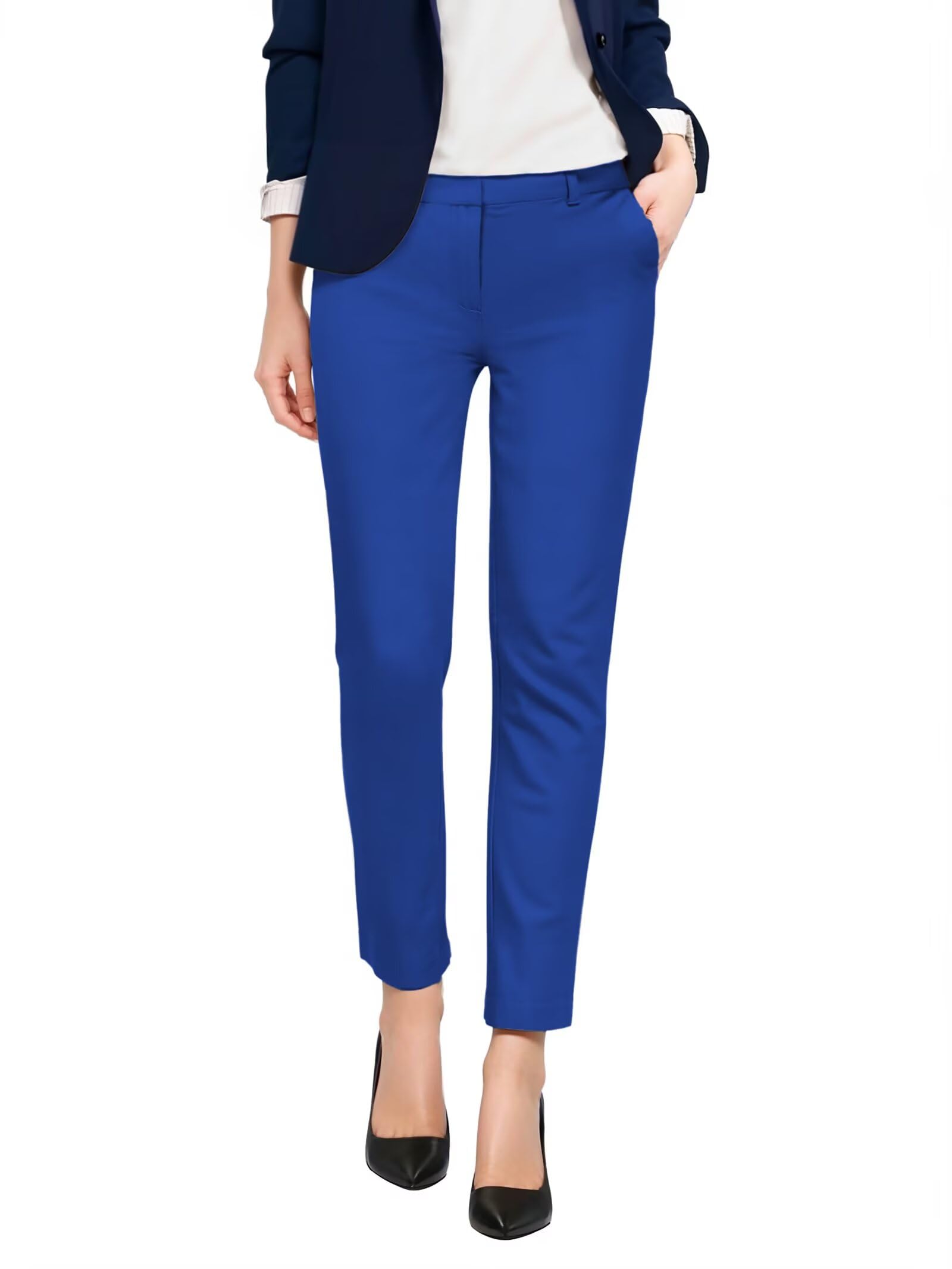 Photo 1 of & Company Womens Ultra Comfy Stretch Slim Fit Trousers Chino Pants with Pocket PW31201TNW Royal 5