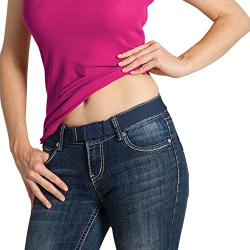 Beltaway Flat Buckle Elastic Women's Belt, Adjustable & Invisible Under Clothes DENIM One Size (0-14) Women's Belt DENIM One Size (0-14)
