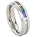 FlameReflection 6mm Titanium Unisex Lesbian Gay Pride Wedding Band Rainbow CZ Ring Size 5-13 SPJ