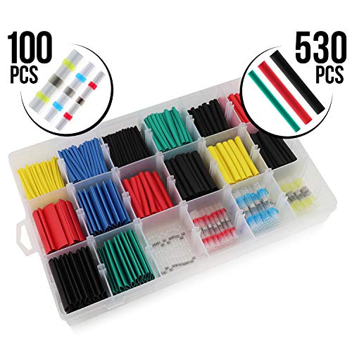Exuby 100 Solder Seal Wire Connectors and 530 Heat Shrink Tubing Bundle Pack - Professional Grade with Easy Color Coordination & Organization Box - Quick & Easy Waterproof Soldering with NO Crimping - Thumbnail 7
