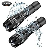 FMU LED Tactical Flashlight, [2 PACK] S1000 Super Bright High Lumen Portable Outdoor Torch Light Zoomable Flashlight with 5 Light Modes, Emergency, Outdoor, Everyday Flashlights