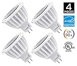 Hyperikon MR16 GU5.3 LED 7W (50W Replacement), 2700K (Warm White), CRI90+, 450lm, Spot Light Bulb, Dimmable - For Living Room, Track Lighting, Bedroom, Spotlight (4 Pack)