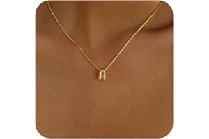 SELSHE Bubble Letter Necklaces for Women,Dainty Letter Necklace Gold Plated Balloon Letter Necklace Simple Gold Initial Name Necklace Cute Initial Necklaces for Womens Gold Jewelry Trendy