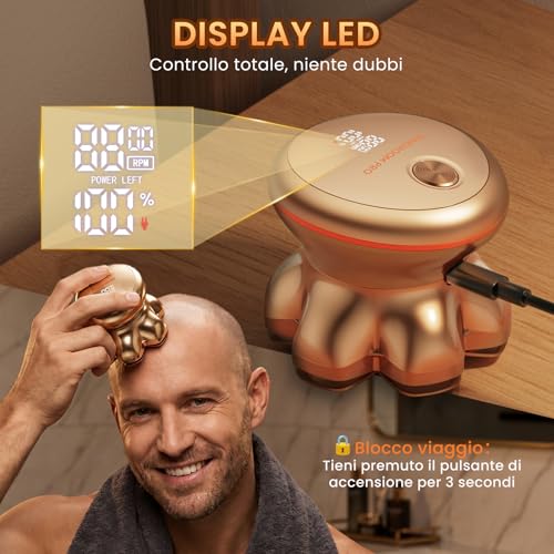 MAXGROOM 7D Shaver Head Bald 2 Speed 7500RPM & 8800RPM, 2026 Electric Shaver Men's Hair Shaver for Men Absolute Zero Hair, Shaver Hair, Gift for Dad and Husband (Gold)