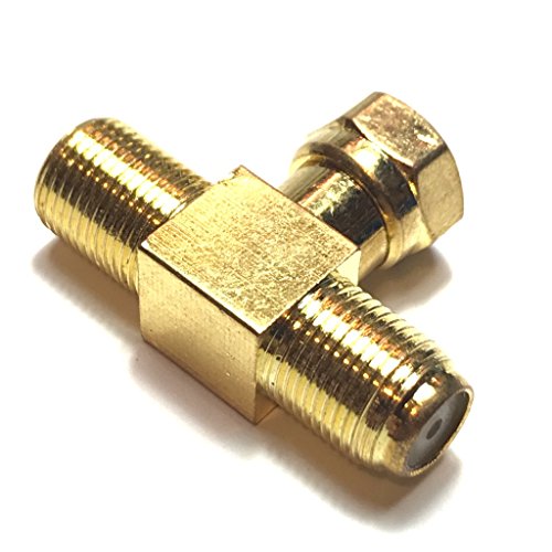 CESS F-Type TV Connector Male to 2 Female Extension Splitter Adapter - F Male to F Dual Female (rel) (2 Pack)