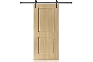 CALHOME 39 in. x 81 in. 2 Panel Hollow Core Oak Finished PVC Composite Interior Sliding Barn Door with Hardware Kit