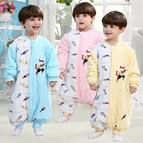 Soft Infant Baby Sleeping Bags M/31.5In Newborn Sleepwear Baby Nursery Swaddle Wrap Blanket Sleeping Bag,Fall Winter Sleeping Bag with Removable Sleeve Feet,Perfect for 0-1 Years Old Baby(Bule)
