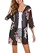 Women Chiffon Floral Print Loose Cover Up Top Summer Kimono Cardigan (M, Black)