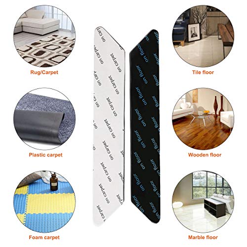12Pcs Traceless Reusable Carpet Anti-Slip Sticker Rug Grippers Mat Pads Tape Rug Sticker with Strong Sticky for Office Kitchen Bathroom