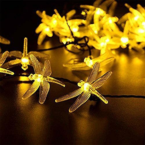 Aohro 21 Ft/6.5M 30 LED Dragonfly Solar String Fairy Lights Waterproof Decorative Lighting for Outdoor, Garden, Patio, Christmas, Xmas Tree, Holiday Party(Warm White)