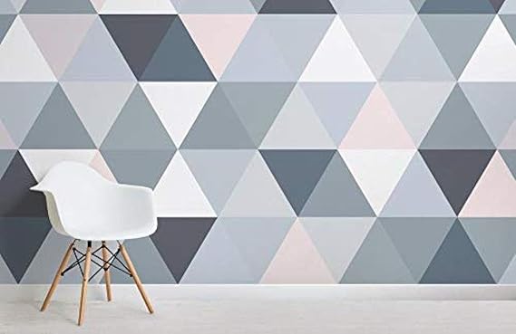 ZZXIAO Graues und rosa geometrisches Dreieck-Muster-Tapeten-Wandbild