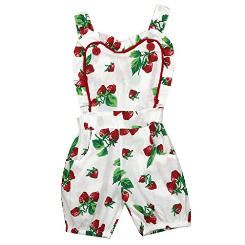 LUNIWEI Infant Baby Boy Girl Strawberry Print Jumpsuit Bodysuit