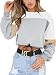 Angashion Womens Sweatshirt-Long Sleeve Drawstring Hem Color Block Crop Top Pullover Tops Light Grey S primary