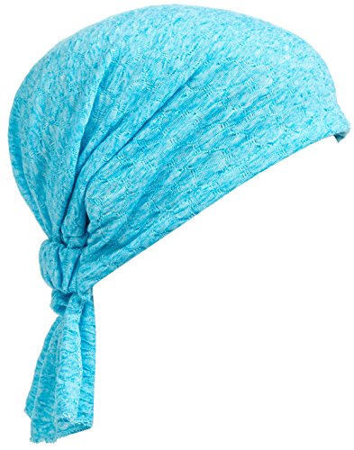DancMolly Ruffle Chemo Turban Cancer Headband Scarf Slouchy Beanie Cap Muslim Scarf Headwear for Cancer (Blue) - Thumbnail 4