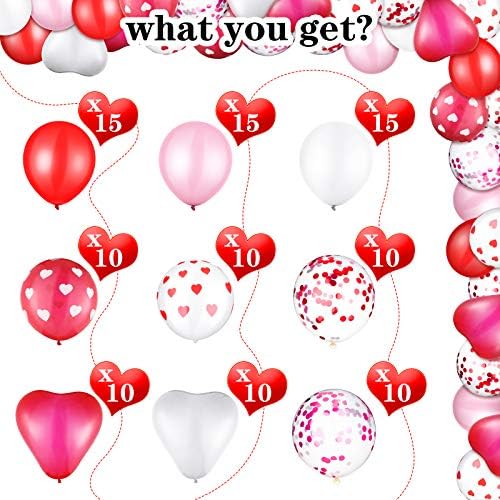 Valentine's Day Balloons: Heart-Shaped Latex, Confetti, and Solid Color Balloons