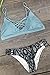 CUPSHE Women's Sly Blue Lace up Leopard Bottom Padding Bikini Set (L)