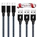 Akaho Micro USB Cable,3Pack 6FT Long Nylon Braided High Speed 2.0 USB to Micro USB Charging Cables Android Fast Charger Cord for Samsung Galaxy S7 Edge/S6/S4,Note 5/4/3,HTC,Tablet(Black Blue)