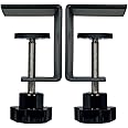 JSFURN Heavy Duty Metal C-Clamps for Woodworking, Table Saw Fence Clamps with Protective Pad, 2 Pack Table Clamps for Fixed Acrylic Sheets, Plexiglass Sheets, Plastic Sheets, Wood Sheets