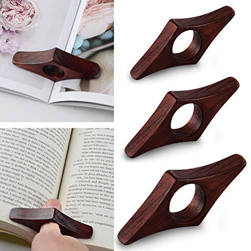Sunshane 3 Packs Book Page Holder Walnut Color Thumb Bookmark Book Reading Accessories Gifts for Readers, Book Lovers, Bookworm, Literati (Walnut, 3pcs Set-Small/Medium/Large) - Thumbnail 7