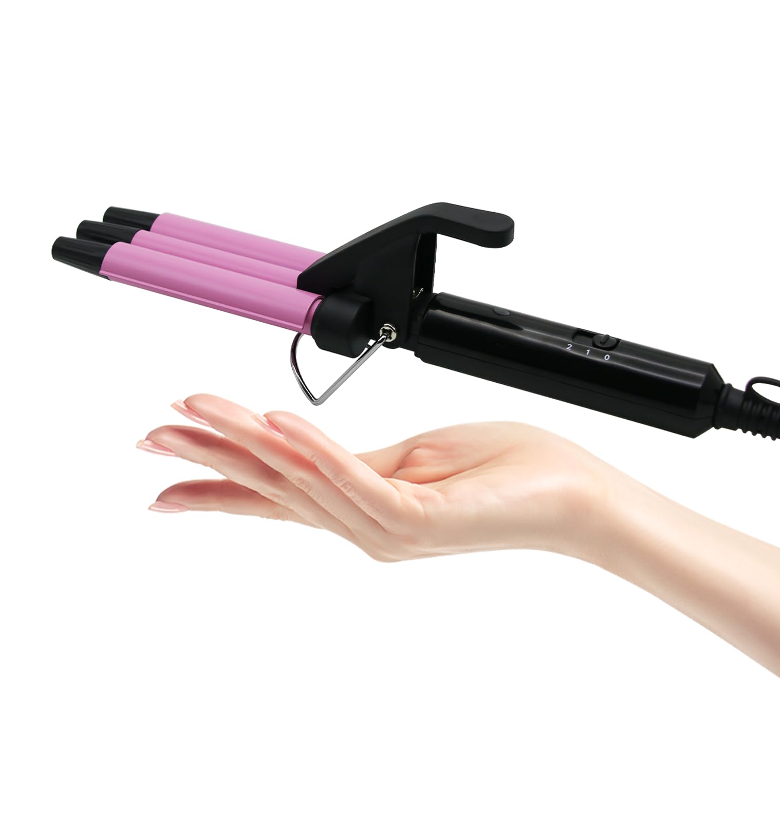 janelove Upgraded Mini Hair Waver for Short & Medium Hair, 13MM Curling Wand, 0.45lb Lightweight, Mini Size Crimper Beach Waver, Travel Friendly,Adjustable Temperature-Pink