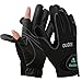 POSA Palmyth 2 Cut Fingers Fishing Gloves Skidproof Sun Protection Fishing Tackle for Fly Fishing Ice Fishing Hunting Riding Cycling (Black-XL)