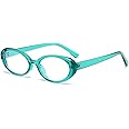 JOVAKIT Oval Blue Light Blocking Glasses for Women Men Vintage Fashion Small 90s Retro Oval Frame Style Eyeglasses