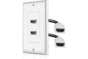 TNP PRODUCTS TNP HDMI Wall Plate - 2 Port HDMI Socket Plug Jack Outlet Decorative Face Plate Cover Mount Panel w/ 4K UHD ARC/eARC Ethernet Pass-Thru Support High Speed Extension Pigtail Coupler Cable
