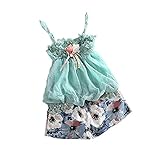 Urparcel Girl Chiffon Tops Vest Spaghetti Straps Floral Shorts Outfits Sets 1-5y