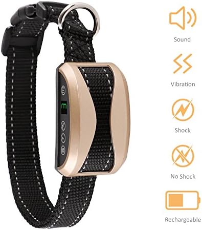 Bark Collar [Intelligient Chip] Dog Anti Bark Collar with Beep, Vibration and Harmless Static Shock Rechargeable No Barking Control Collar for Small/Medium/Large Dogs with Adjustable 7 Gears - Black